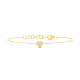 0.04ct 14k Yellow Gold Diamond Pave Heart Bracelet